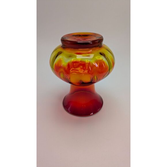Blenko Tangerine Amberina Blown Glass Panel Vase Vintage Art Glass Decoration - Picture 6 of 10